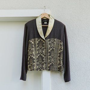 80's Contrast Bodice Collared Blouse
